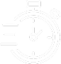 White outline of a stopwatch on a transparent background, with lines to the left suggesting motion or speed.